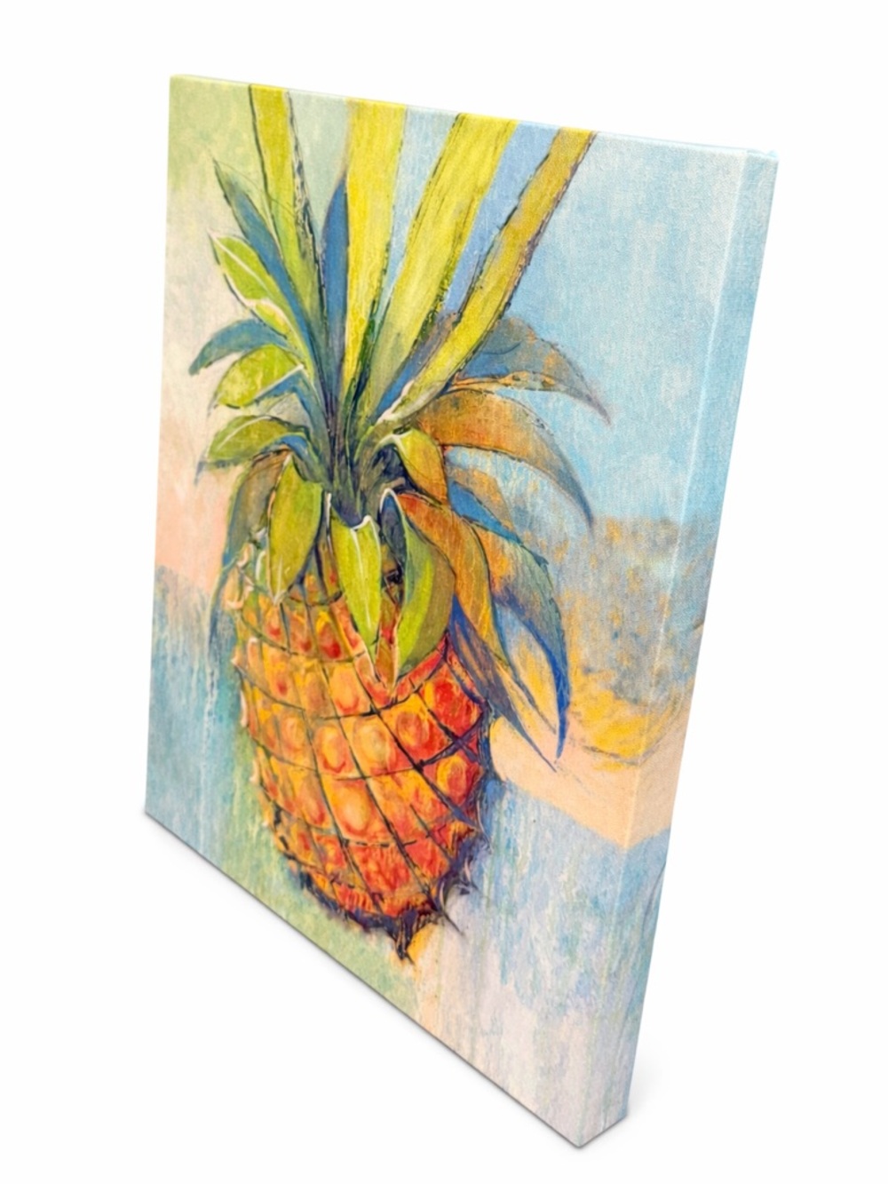 Tropical Pineapple Canvas Wall Art - Vibrant Orange & Green - Picture 2 of 4